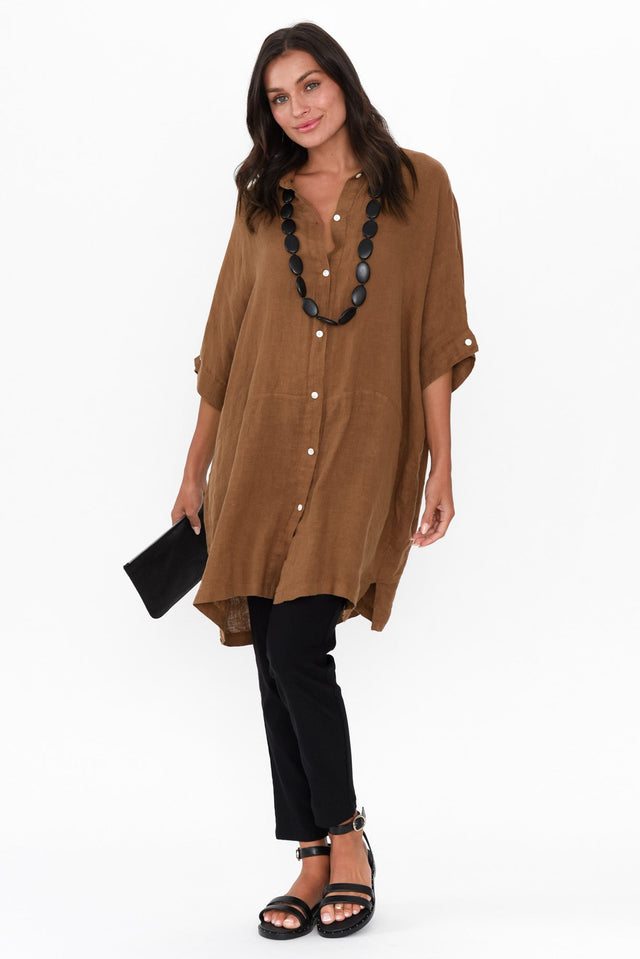 McKenna Mocha Linen Button Tunic banner image