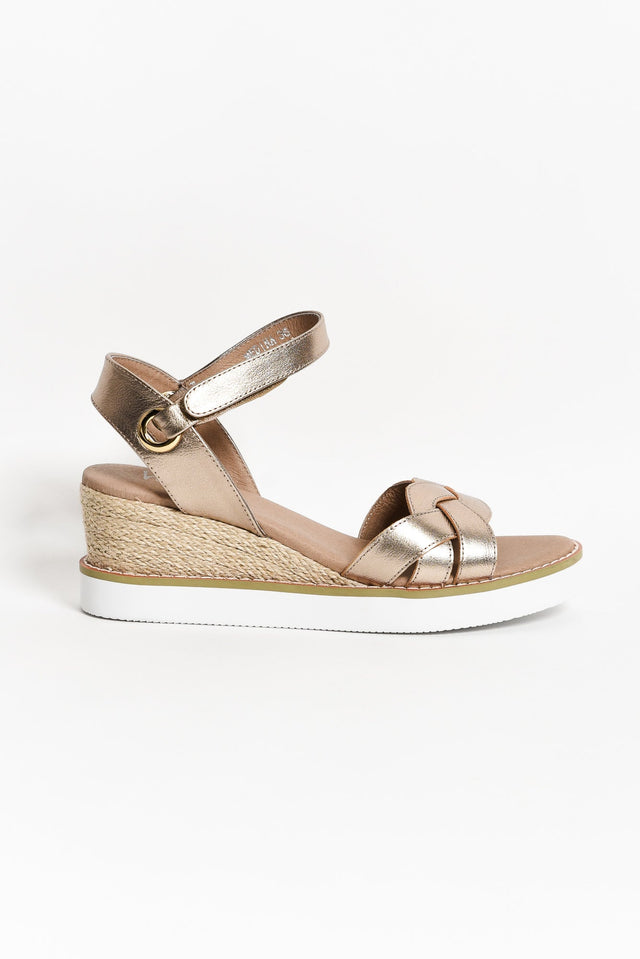 Medina Champagne Leather Wedge