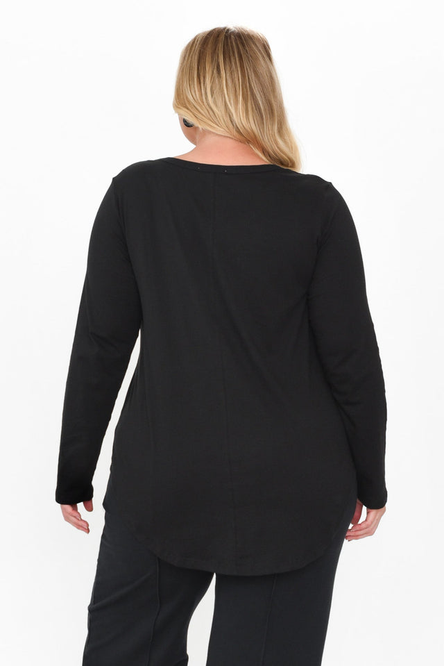 Megan Black Cotton Long Sleeve Top image 10