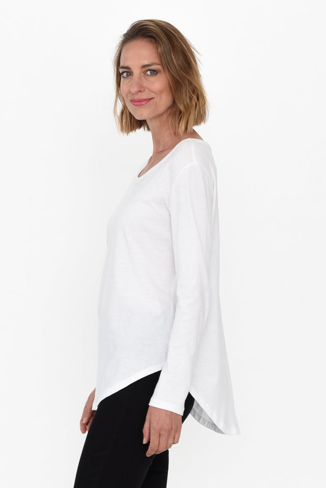 Megan White Cotton Long Sleeve Top image 5