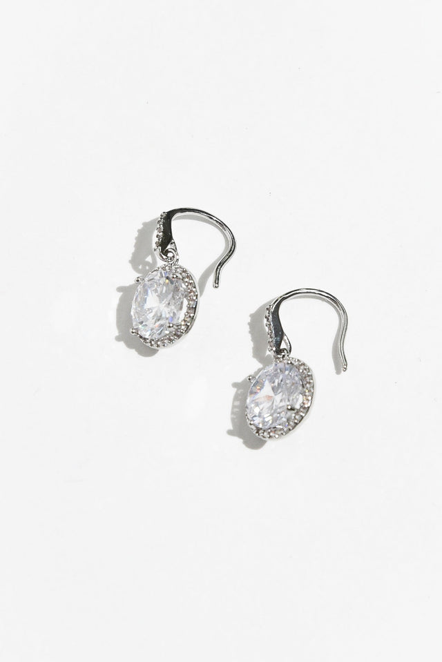 Merle Silver Diamante Drop Earrings image 1