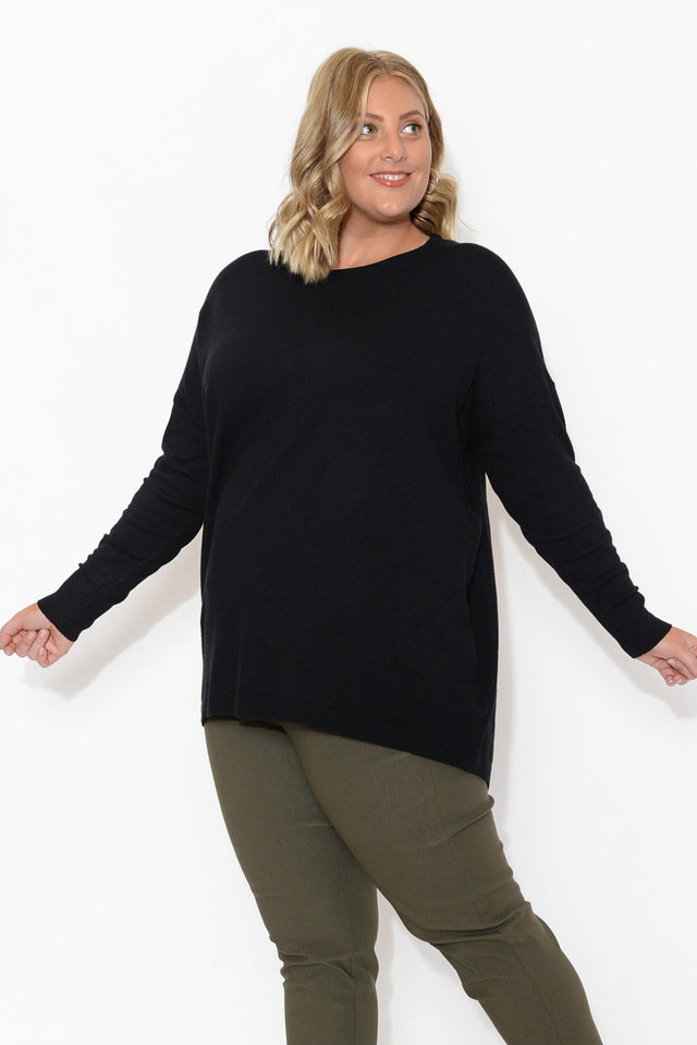 Meryl Black Wool Blend Drape Sweater image 10