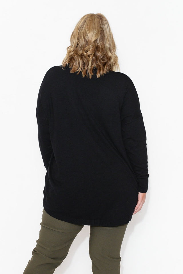 Meryl Black Wool Blend Drape Sweater image 11