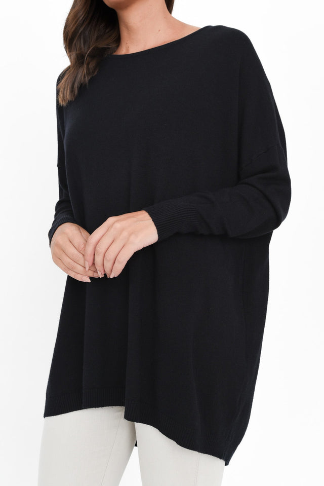 Meryl Black Wool Blend Drape Sweater image 7