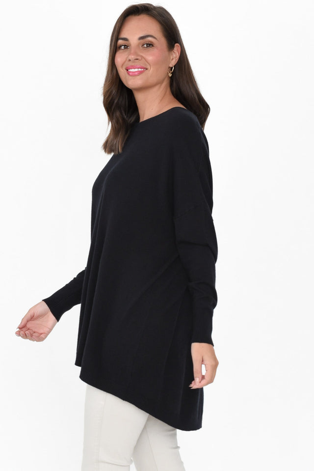 Meryl Black Wool Blend Drape Sweater image 5
