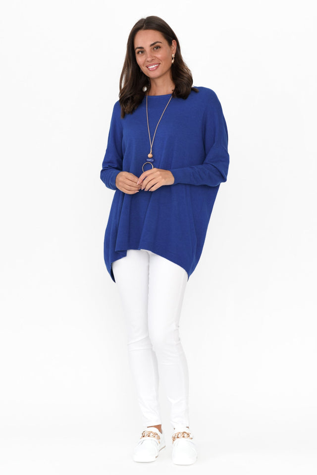 Meryl Cobalt Wool Blend Drape Sweater image 7