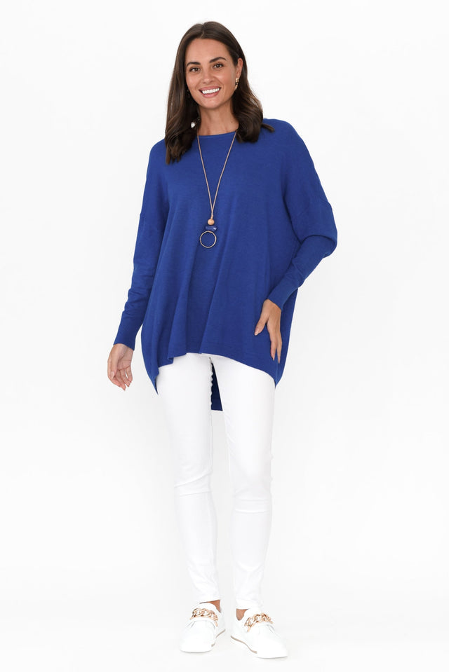 Meryl Cobalt Wool Blend Drape Sweater image 3