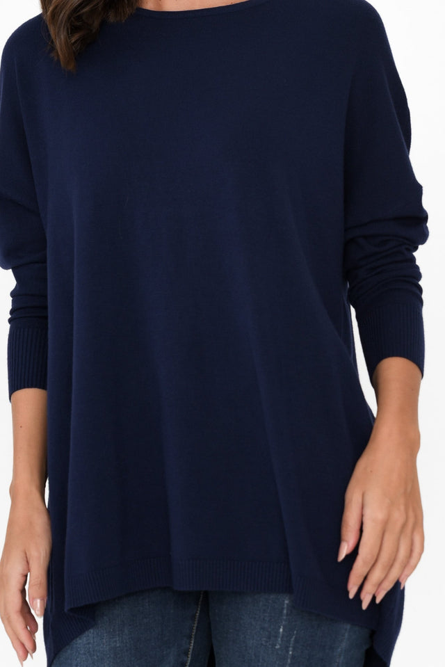 Meryl Navy Wool Blend Drape Sweater image 7