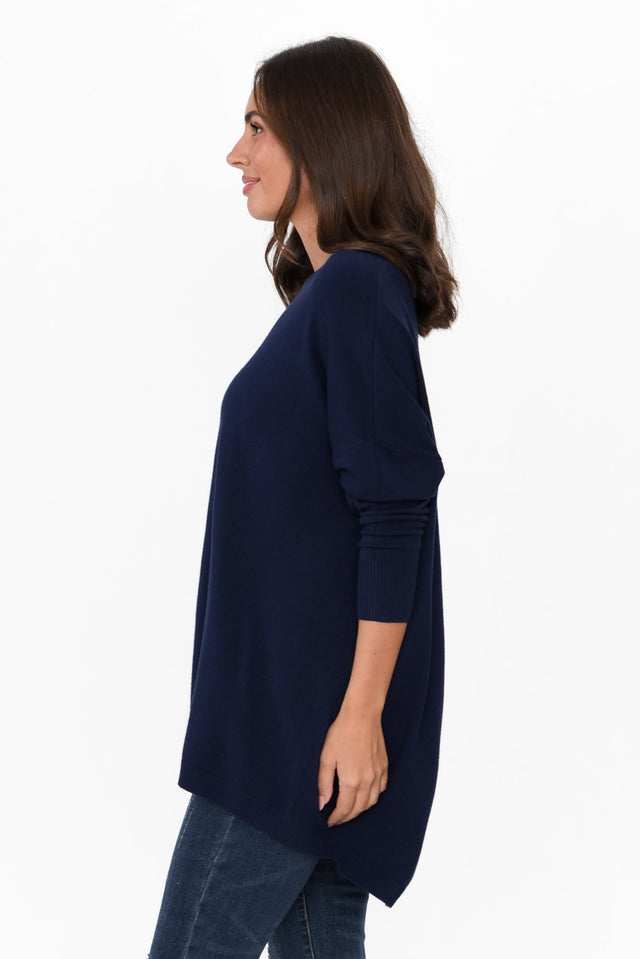 Meryl Navy Wool Blend Drape Sweater image 5