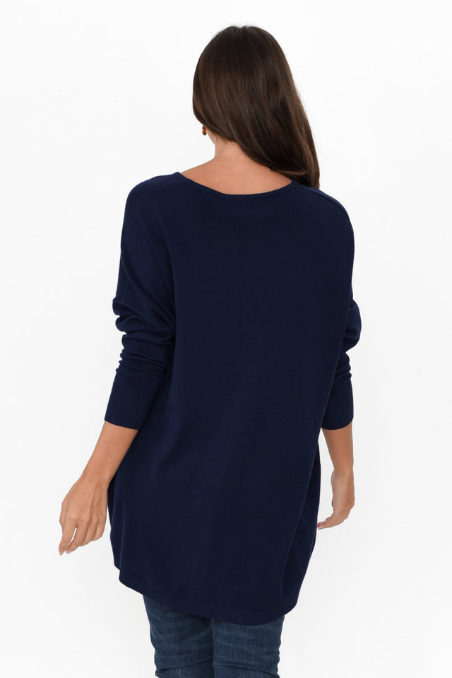 Meryl Navy Wool Blend Drape Sweater image 6