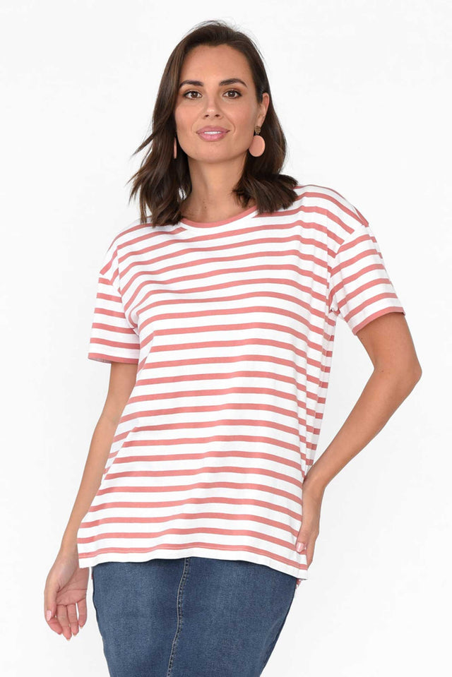 Mia Blush Stripe Cotton Tee