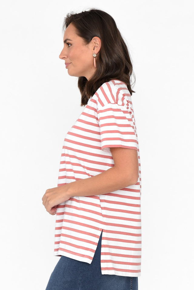 Mia Blush Stripe Cotton Tee