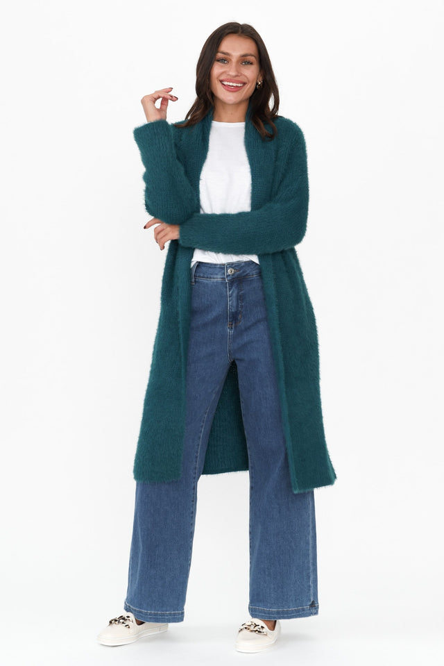 Mia Teal Long Cardigan