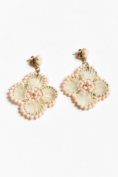 Miah Blush Beaded Flower Earrings