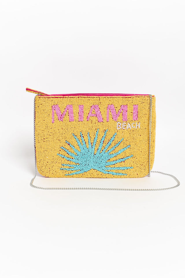 Miami Yellow Beaded Clutch image 1