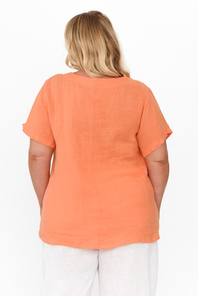 Micah Apricot Linen Scoop Neck Top image 9