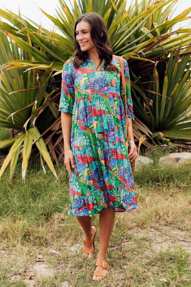 Milana Green Serenity Crinkle Cotton Dress