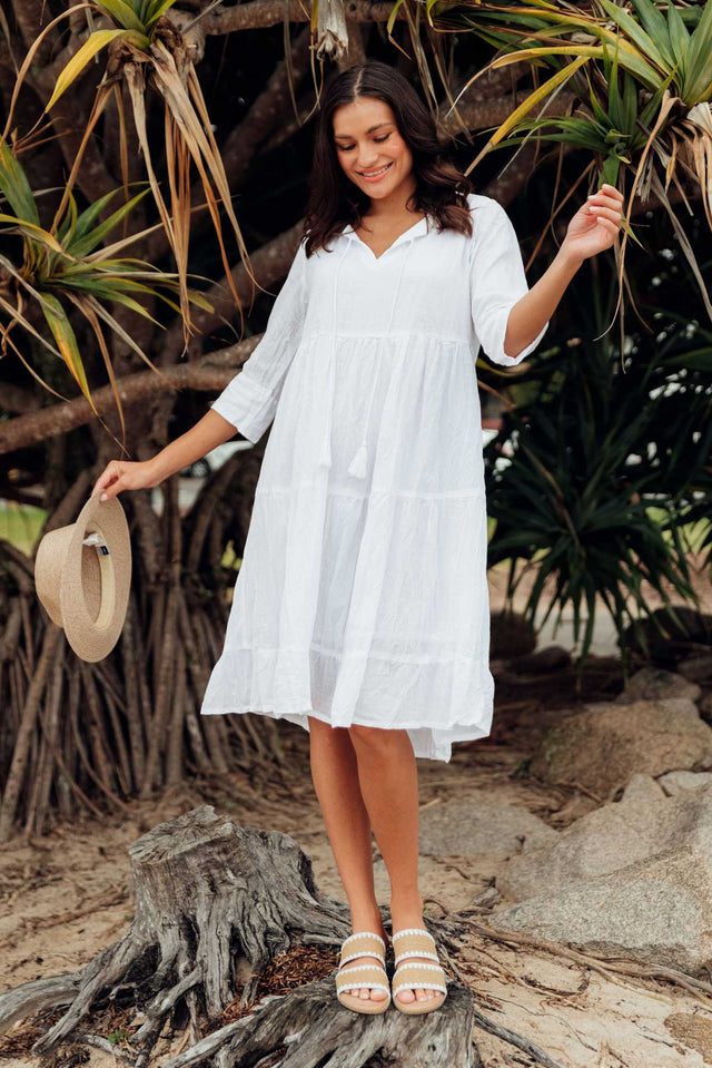 Milana White Crinkle Cotton Dress