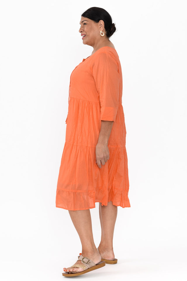 Milana Orange Crinkle Cotton Dress