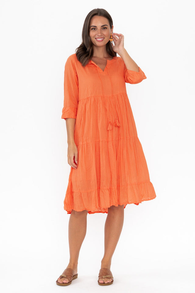 Milana Orange Crinkle Cotton Dress