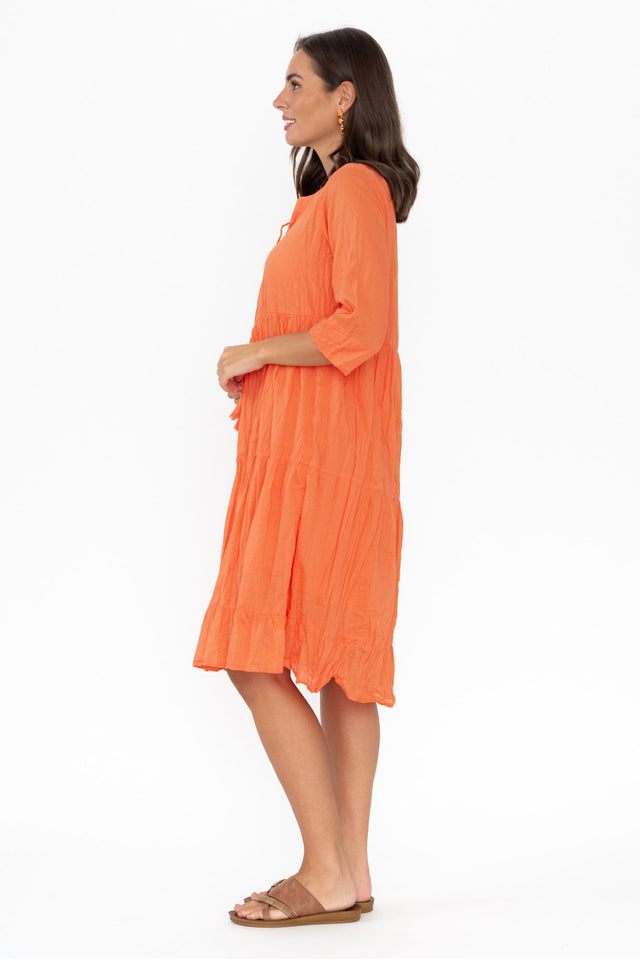 Milana Orange Crinkle Cotton Dress