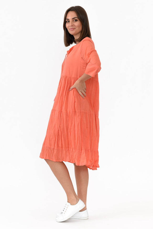 Milana Peach Crinkle Cotton Dress image 6