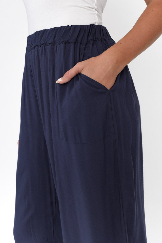 Milly Navy Ruched Hem Pants