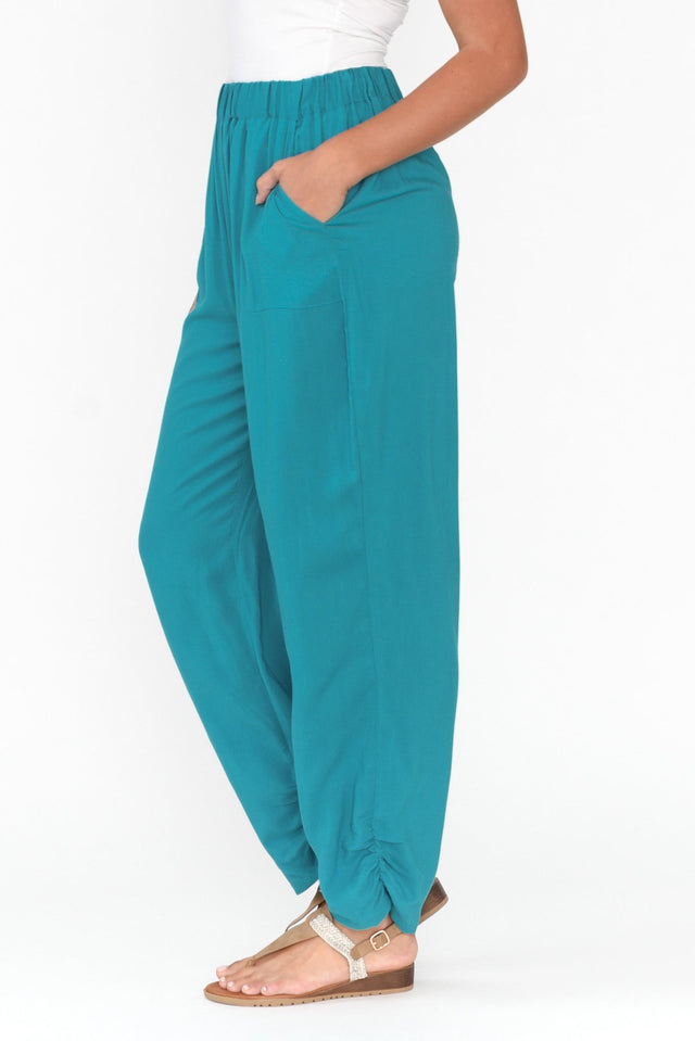 Milly Teal Ruched Hem Pants