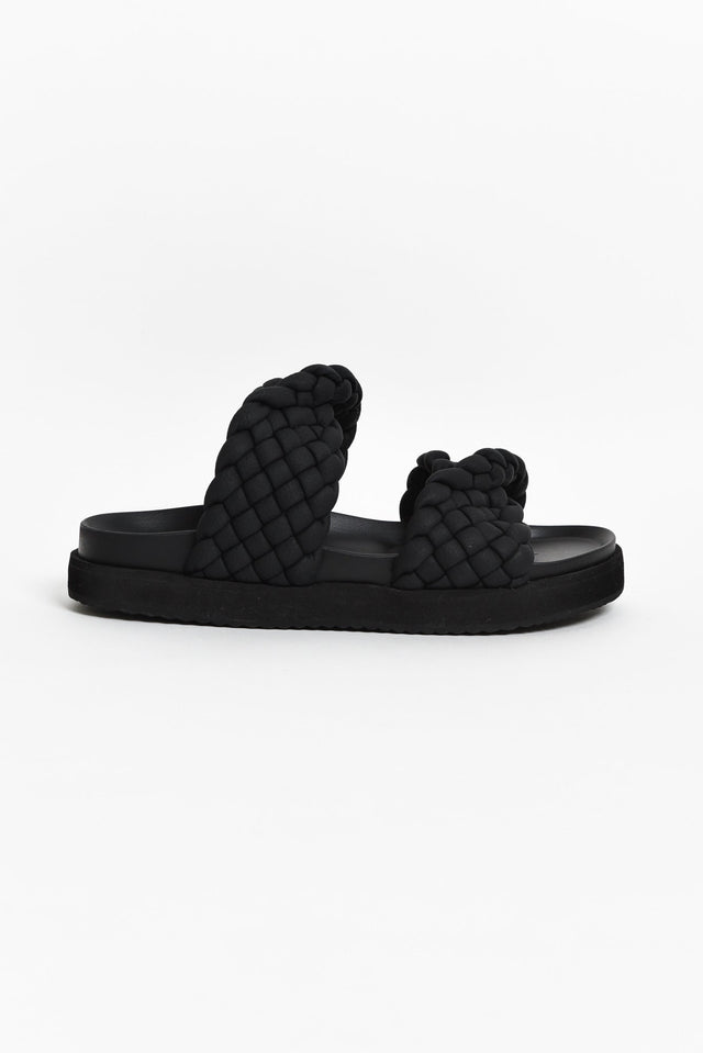 Mim Black Leather Woven Slide image 5