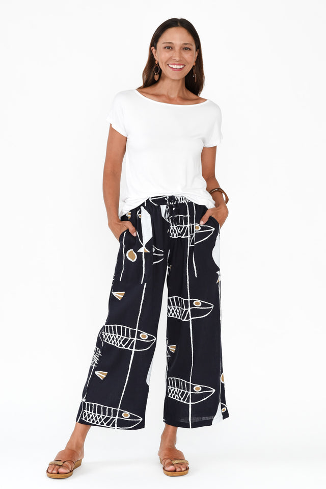 Minnelli Navy Sea Linen Cotton Pants image 6