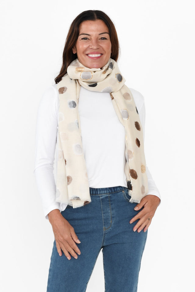 Mino Cream Spot Scarf