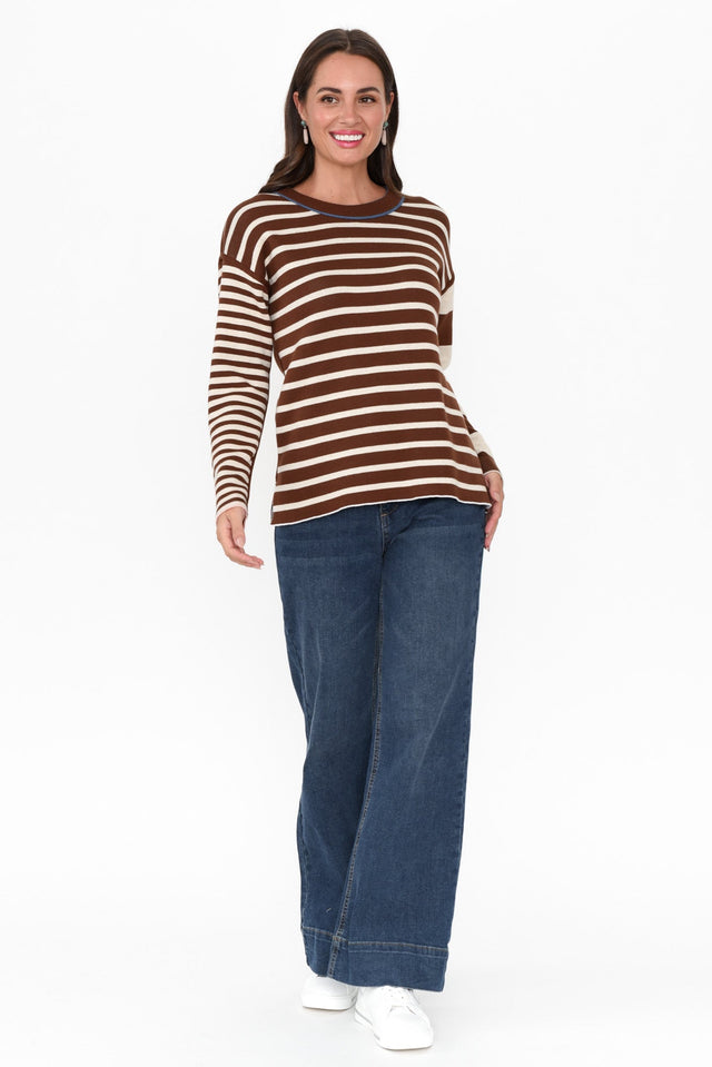 Minos Blue Stripe Organic Cotton Sweater image 2