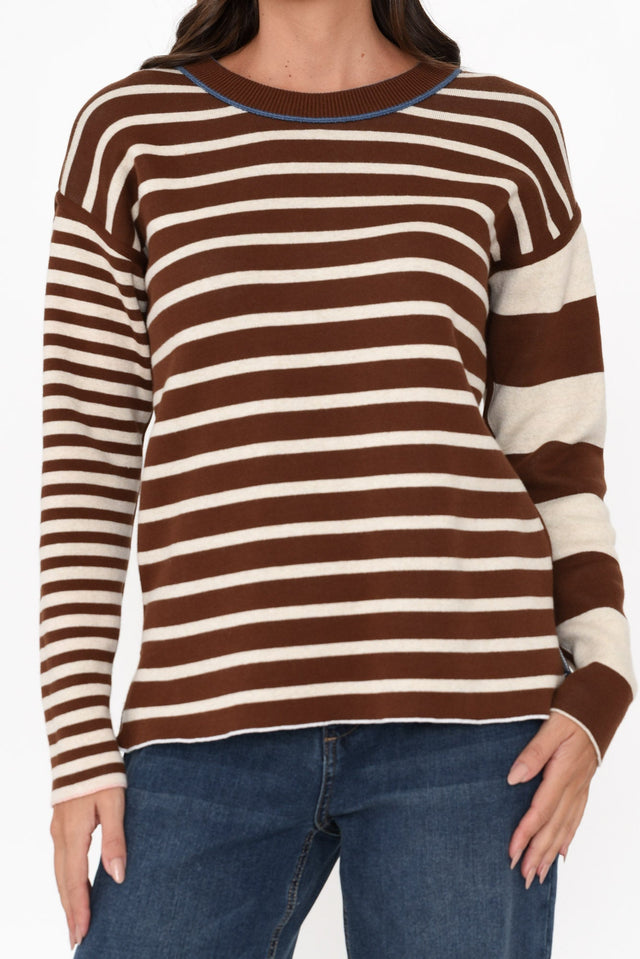 Minos Blue Stripe Organic Cotton Sweater image 7