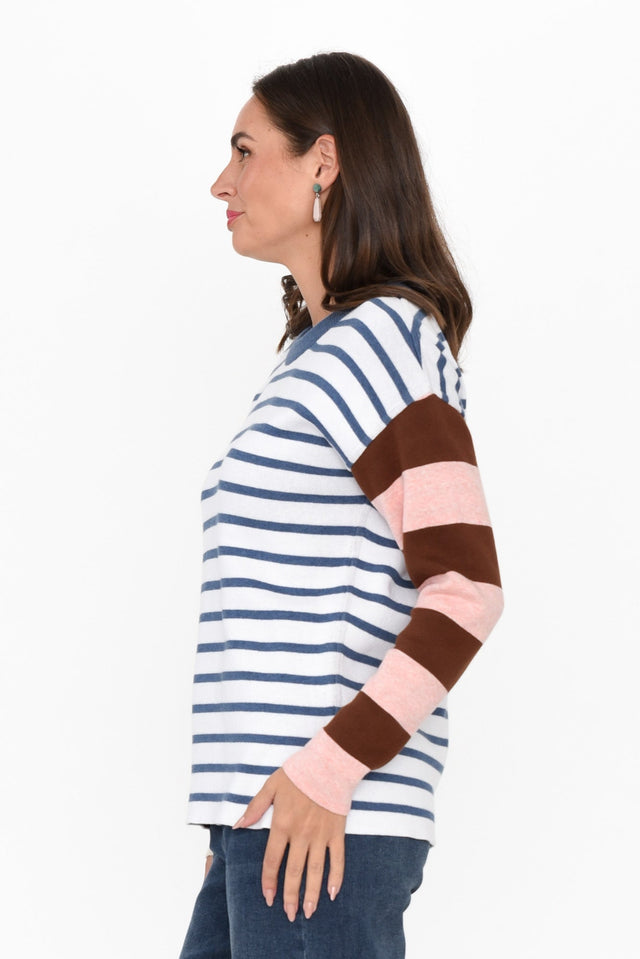 Minos Blue Stripe Organic Cotton Sweater