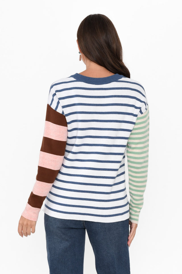 Minos Blue Stripe Organic Cotton Sweater