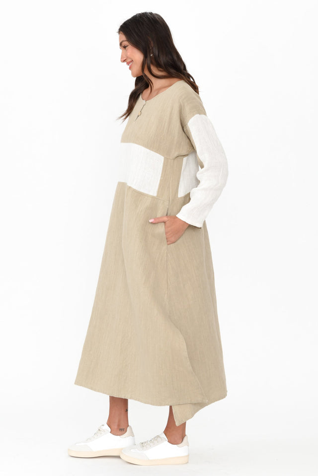 Minsa Natural Splice Cotton Blend Dress