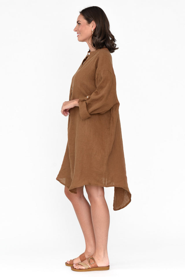 Mischa Mocha Linen Shirt Dress image 3