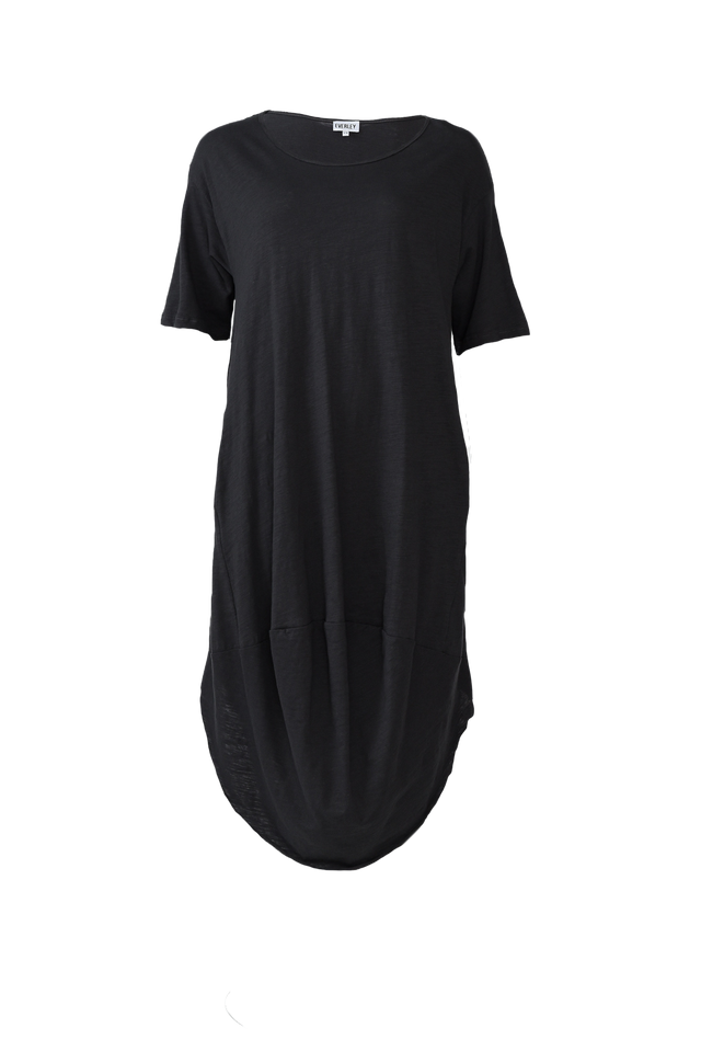 Mita Black Cotton Slub Scoop Dress image 4