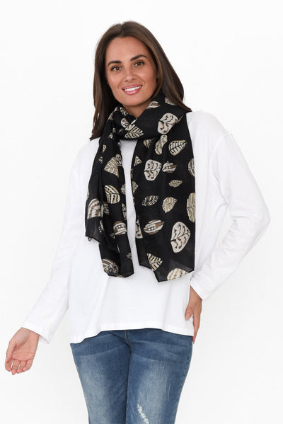 Monto Black Leaf Scarf