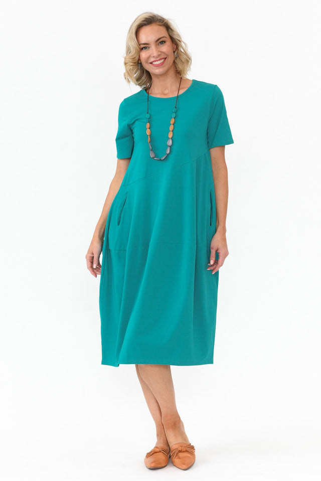 Morgan Aqua Diagonal Seam Dress