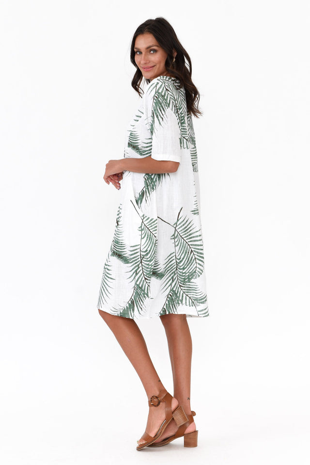 Myley Green Palm Linen Cotton Dress image 3