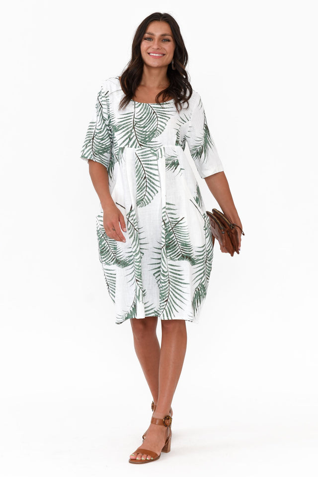 Myley Green Palm Linen Cotton Dress image 5