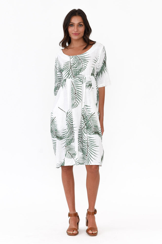 Myley Green Palm Linen Cotton Dress image 2