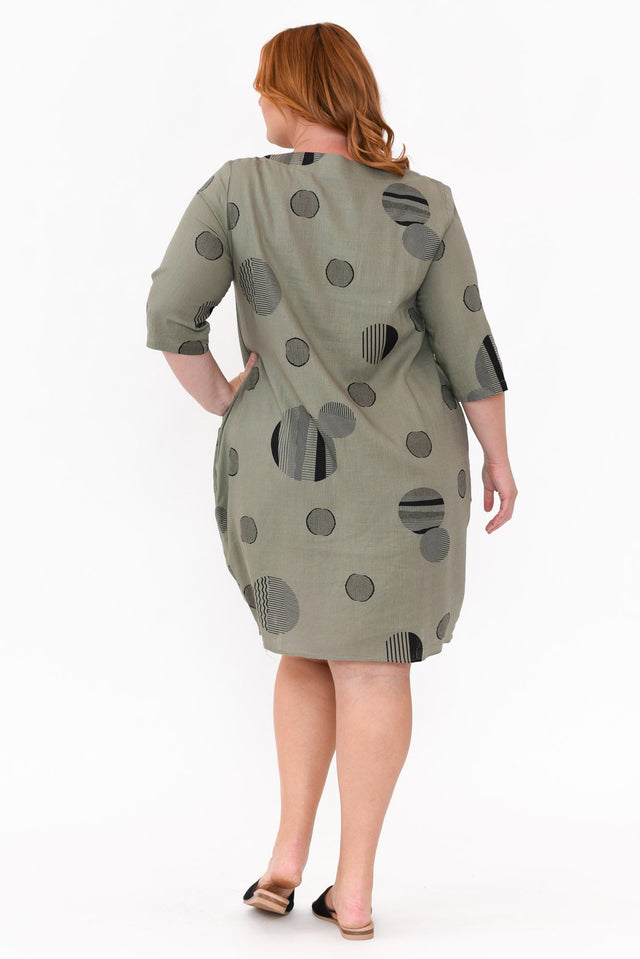 Myley Khaki Spot Linen Cotton Dress image 9