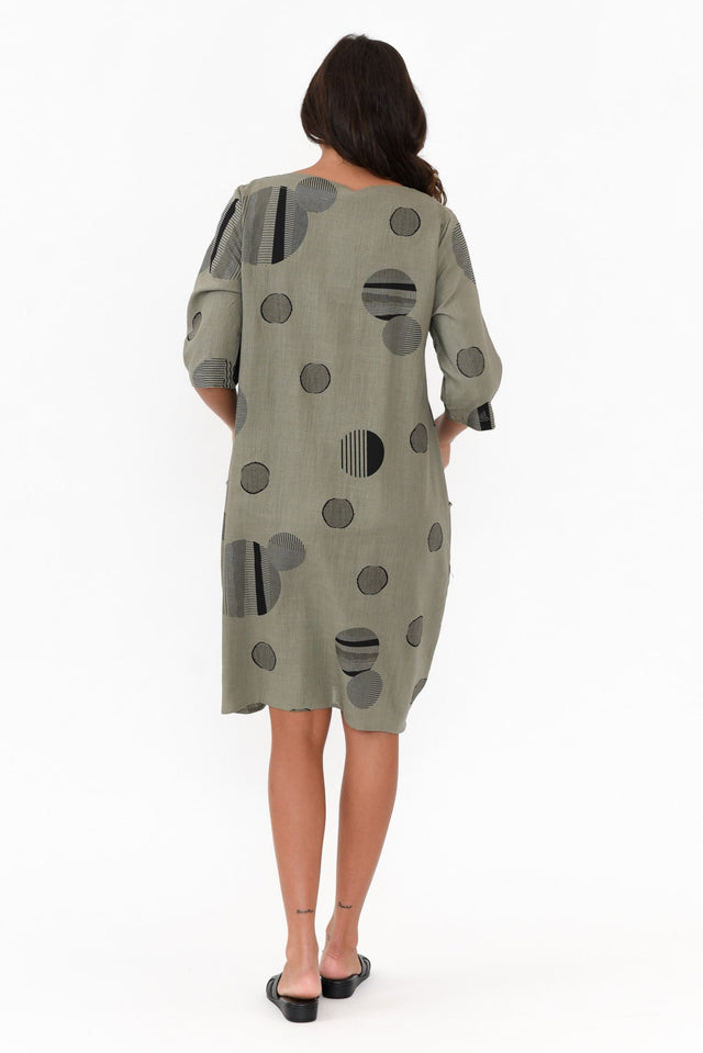 Myley Khaki Spot Linen Cotton Dress image 5