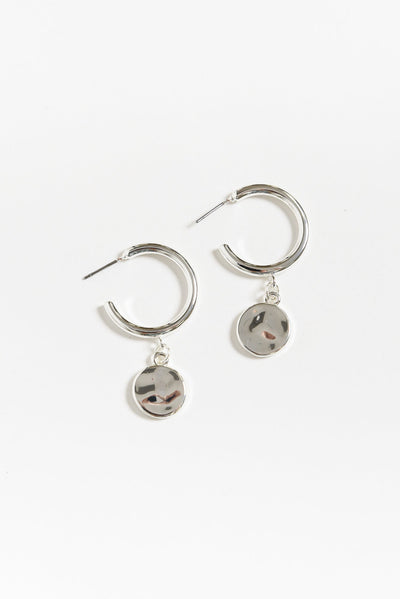 Myron Silver Disc Hoop Earrings