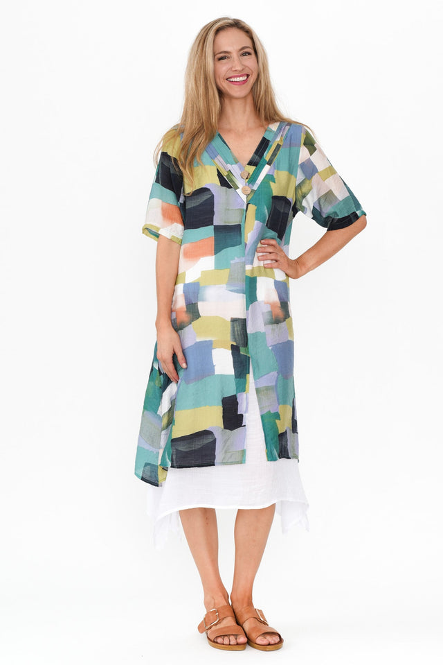 Nala Blue Geo Layers Dress