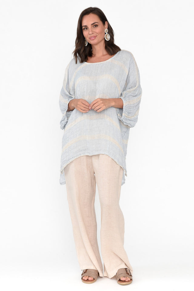 Nassau Blue Stripe Linen Top