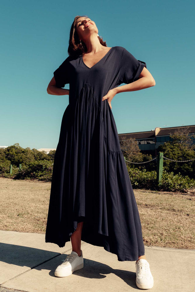 Navy Peak Maxi Dress image 1