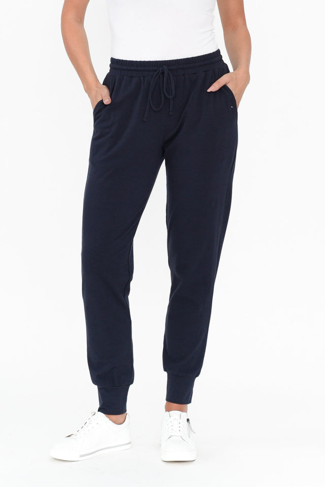 Navy Cotton Everyday Tie Pants image 1